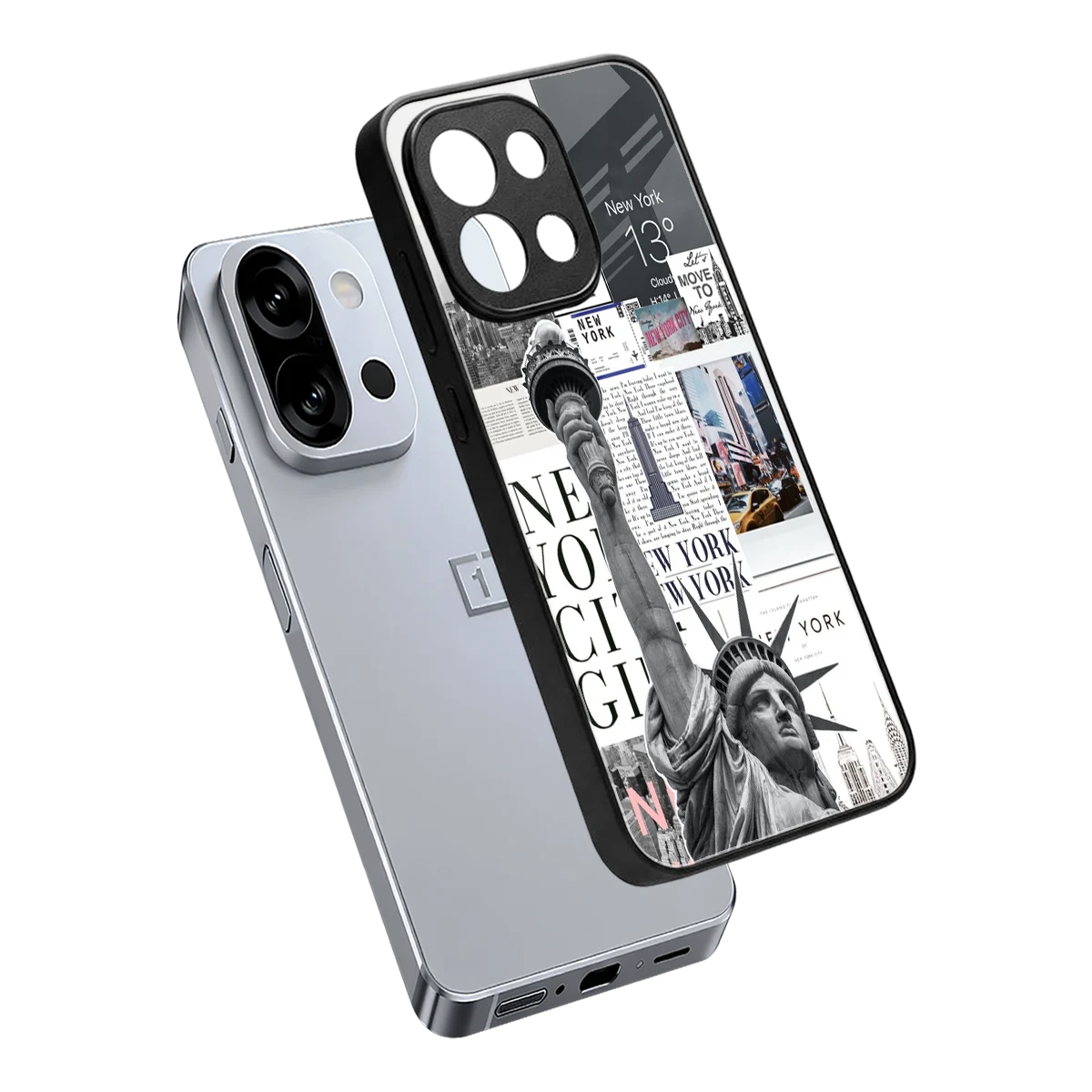 NY Dream sleek oneplus 13s cover with tempered glass back and TPU edges