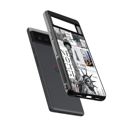NY Dream sleek google pixel 6 cover with tempered glass back and TPU edges