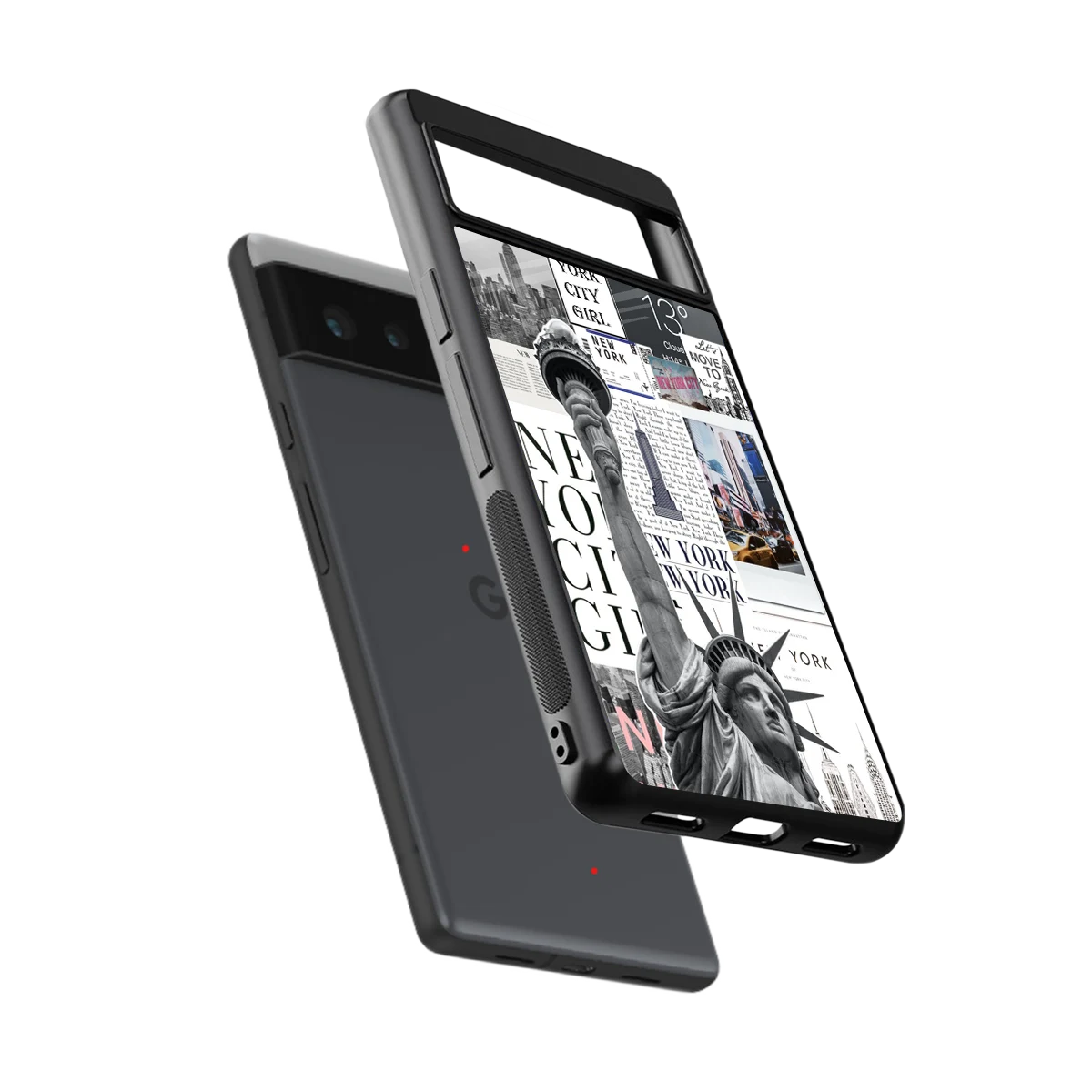 NY Dream sleek google pixel 6a cover with tempered glass back and TPU edges