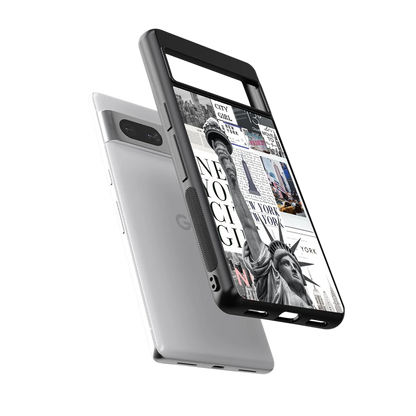 NY Dream sleek google pixel 7a cover with tempered glass back and TPU edges