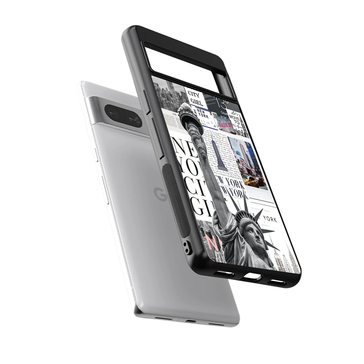 NY Dream sleek google pixel 7 cover with tempered glass back and TPU edges