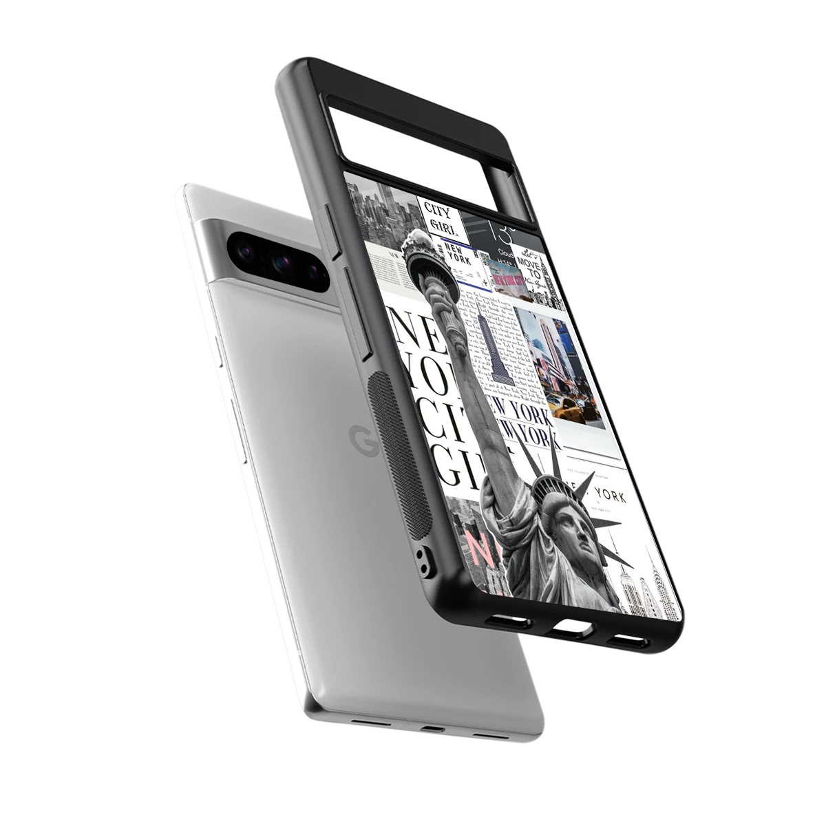 NY Dream sleek google pixel 8 pro cover with tempered glass back and TPU edges