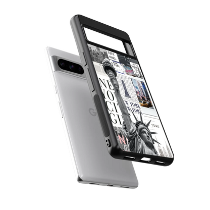 NY Dream sleek google pixel 8 pro cover with tempered glass back and TPU edges