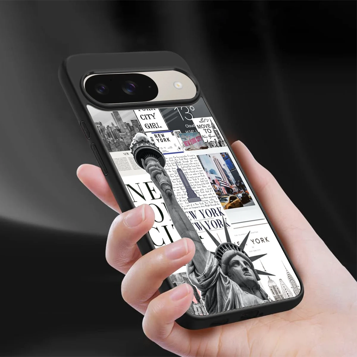 NY Dream sleek google pixel 9 cover with tempered glass back and TPU edges