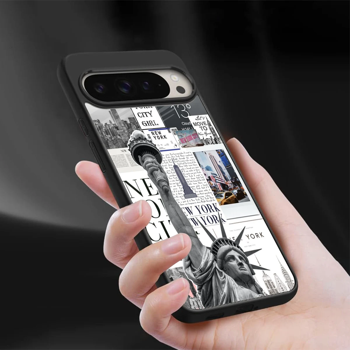 NY Dream sleek google pixel 9 pro cover with tempered glass back and TPU edges