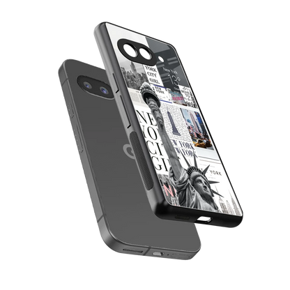 NY Dream sleek google pixel 9a cover with tempered glass back and TPU edges