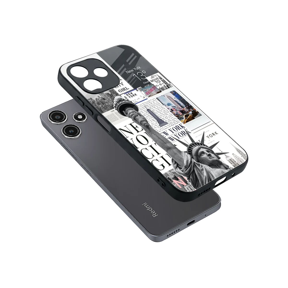 NY Dream sleek redmi 12 5g cover with tempered glass back and TPU edges