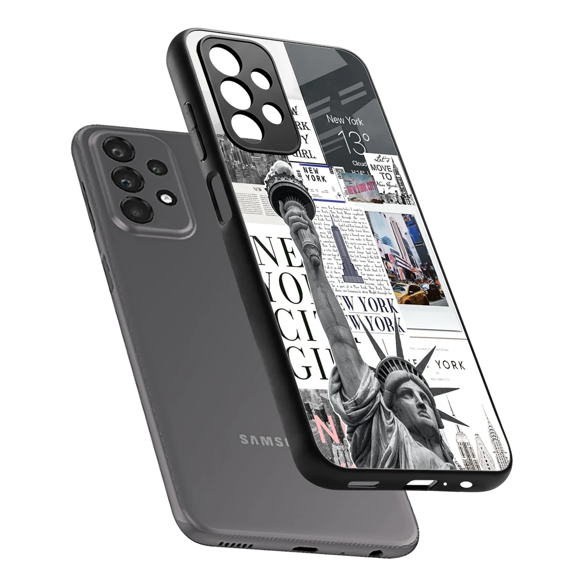 NY Dream sleek samsung galaxy a23 cover with tempered glass back and TPU edges