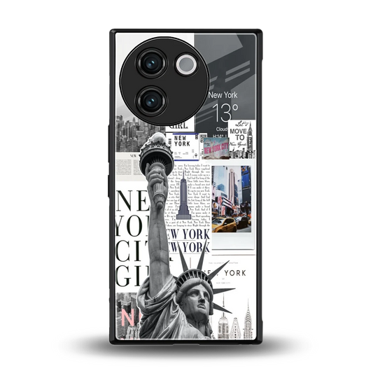 NY Dream back phone cover | glass case for vivo v30e
