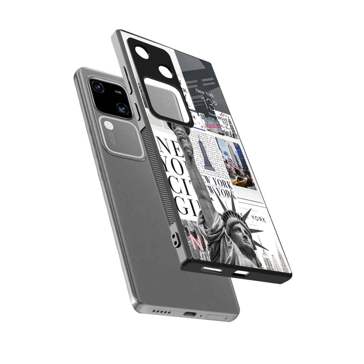 NY Dream sleek vivo v30 cover with tempered glass back and TPU edges