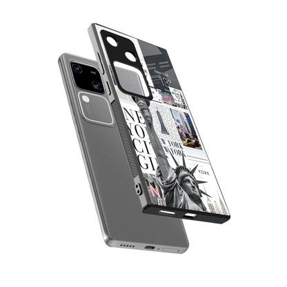 NY Dream sleek vivo v30 cover with tempered glass back and TPU edges