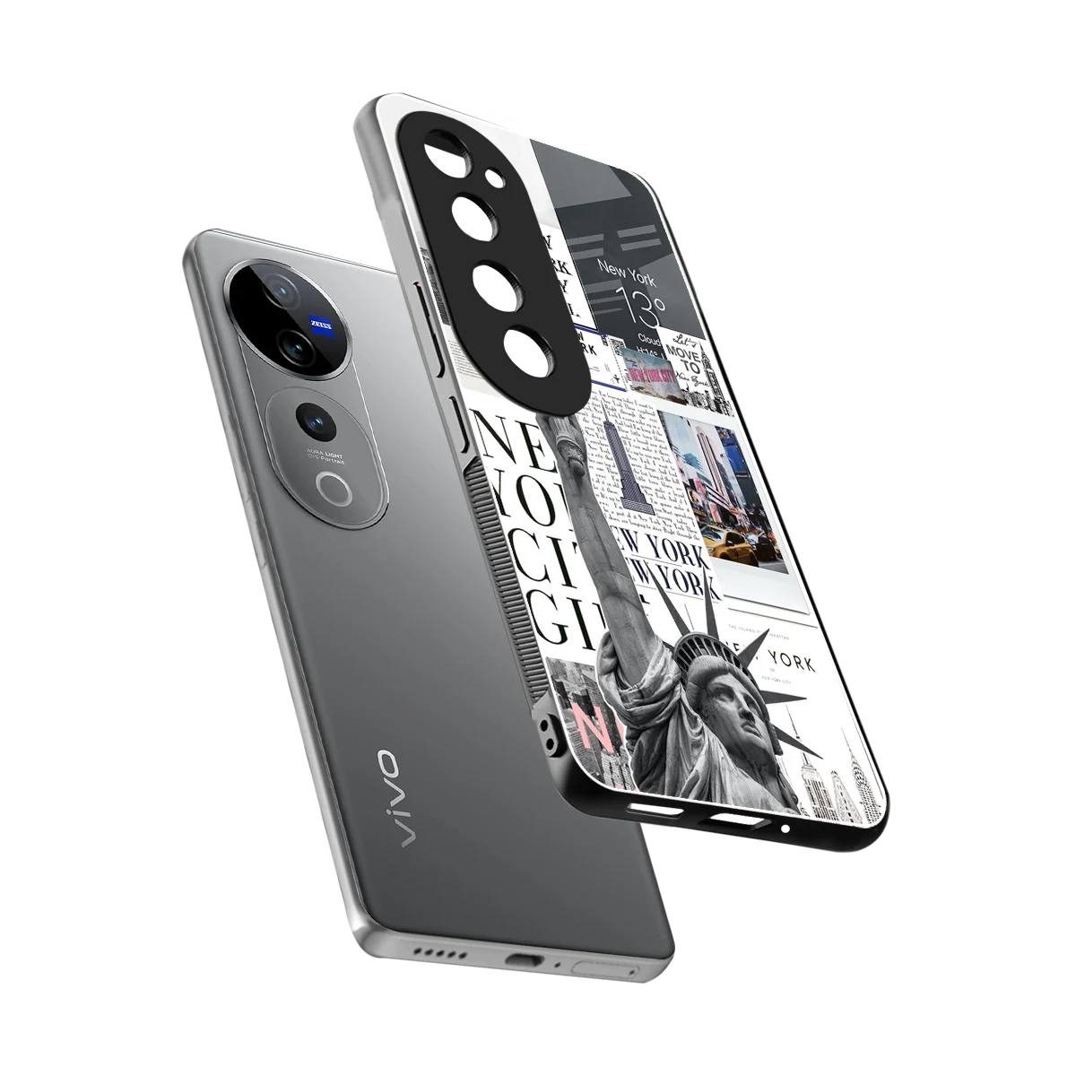 NY Dream sleek vivo v40 pro cover with tempered glass back and TPU edges