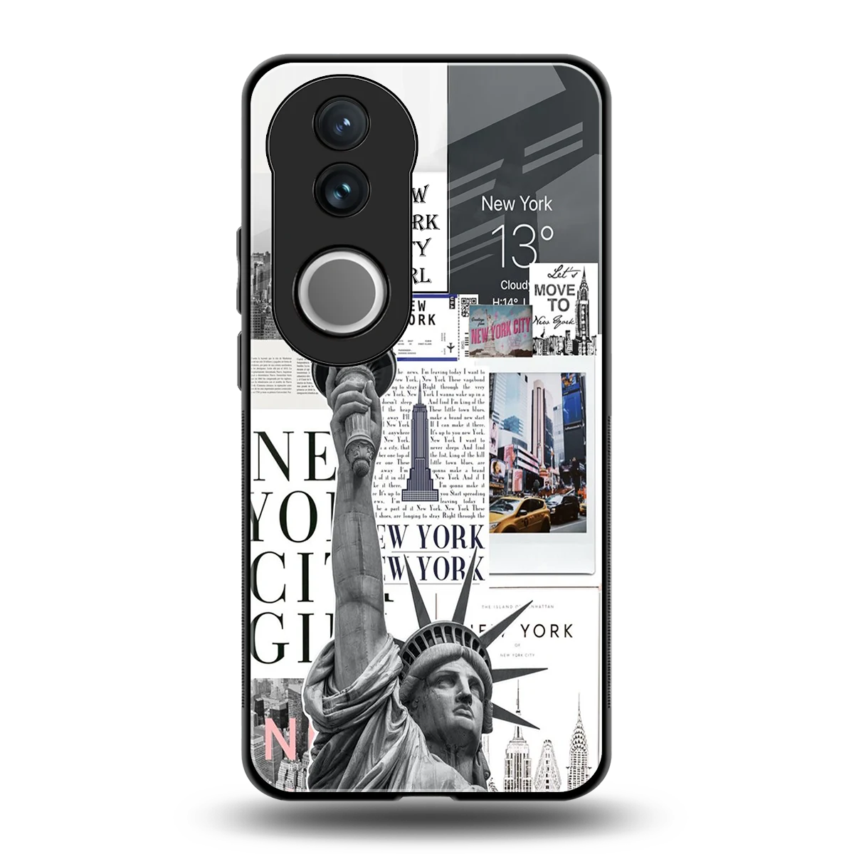 NY Dream back phone cover | glass case for vivo v50
