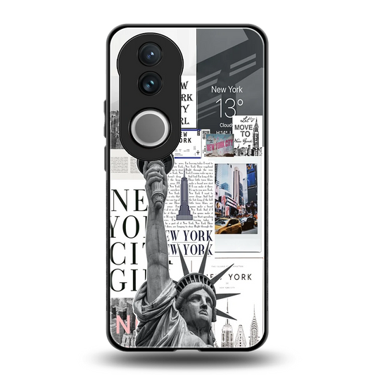 NY Dream back phone cover | glass case for vivo v50