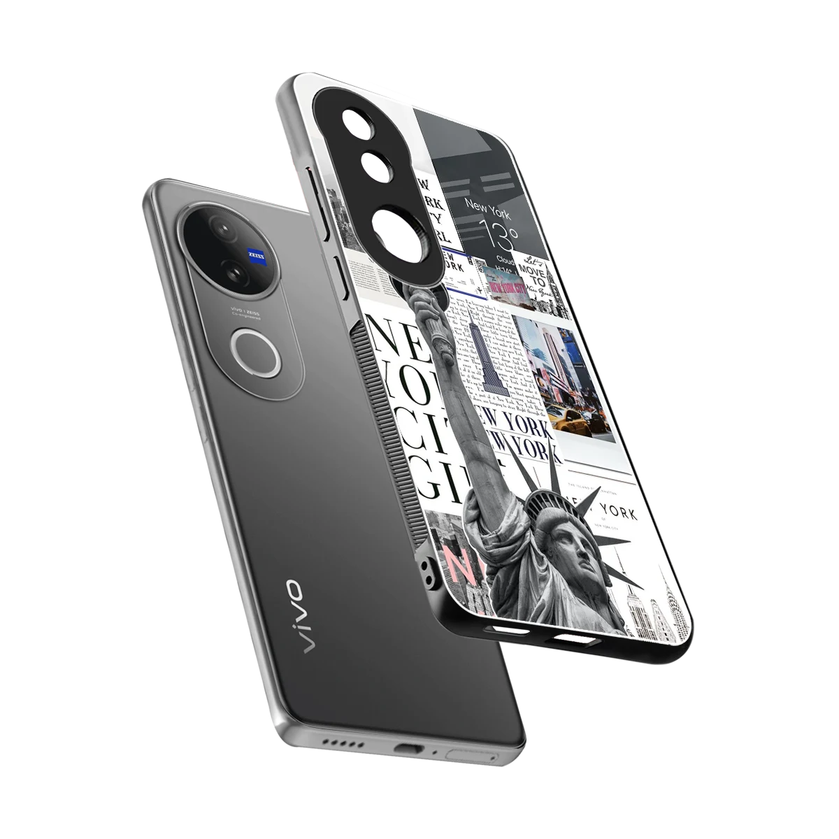 NY Dream sleek vivo v50 cover with tempered glass back and TPU edges