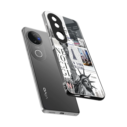 NY Dream sleek vivo v50 cover with tempered glass back and TPU edges