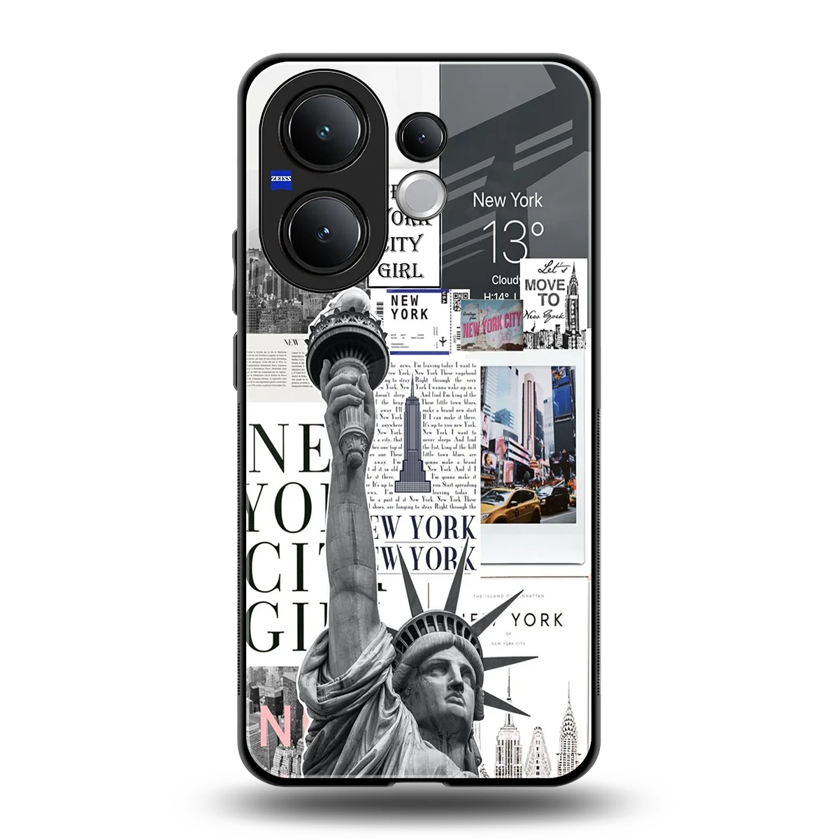 NY Dream back phone cover | glass case for vivo v60