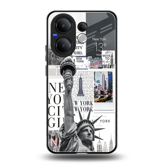 NY Dream back phone cover | glass case for vivo v60