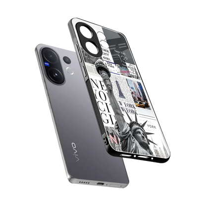 NY Dream sleek vivo v60 cover with tempered glass back and TPU edges
