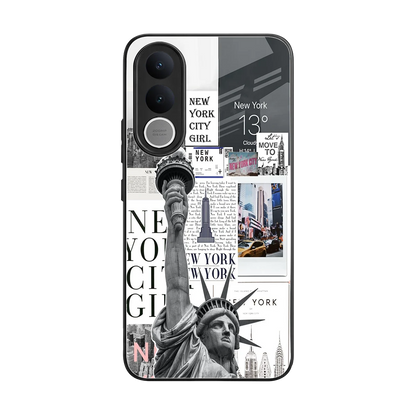 NY Dream back phone cover | glass case for vivo v70 fe