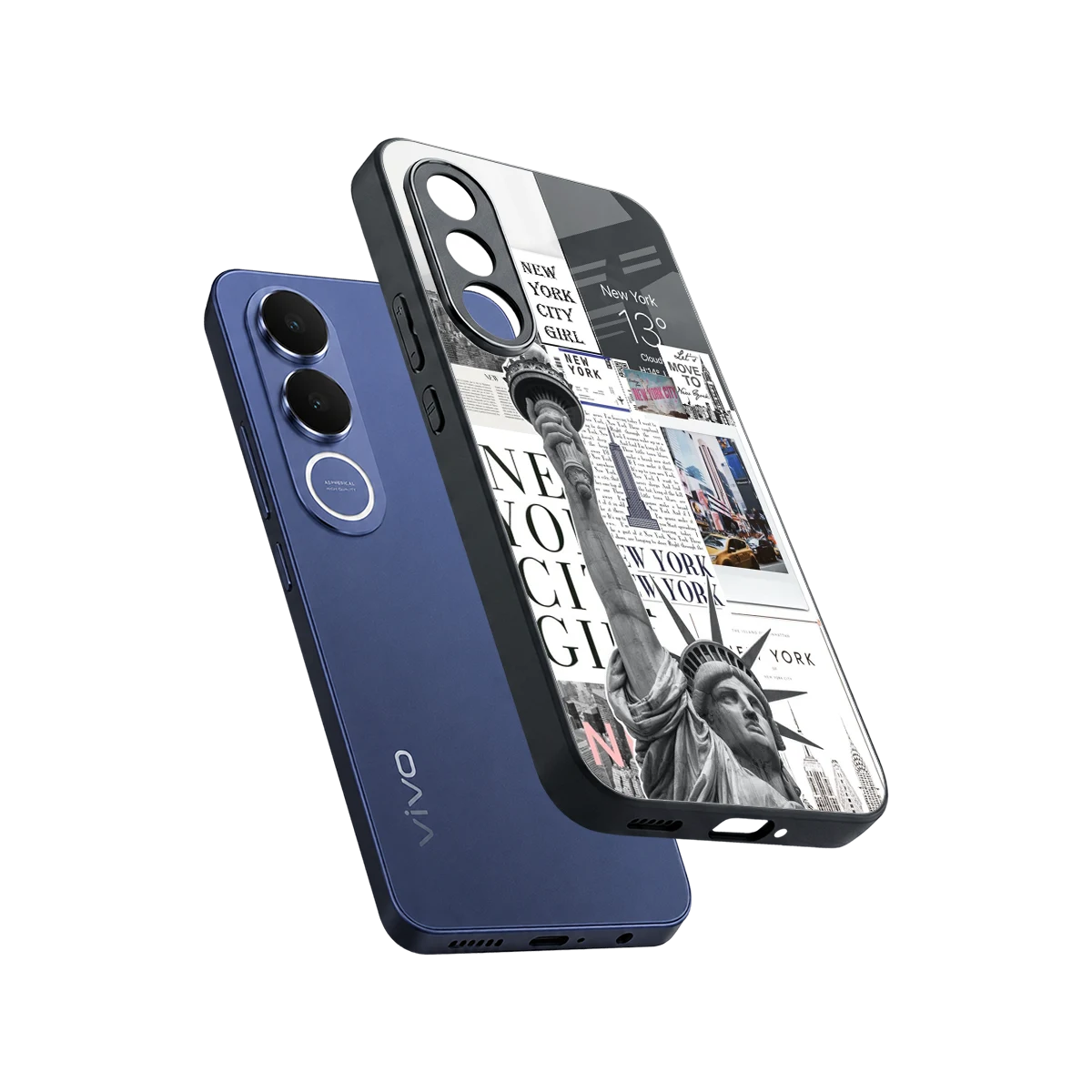 NY Dream sleek vivo v70 fe cover with tempered glass back and TPU edges