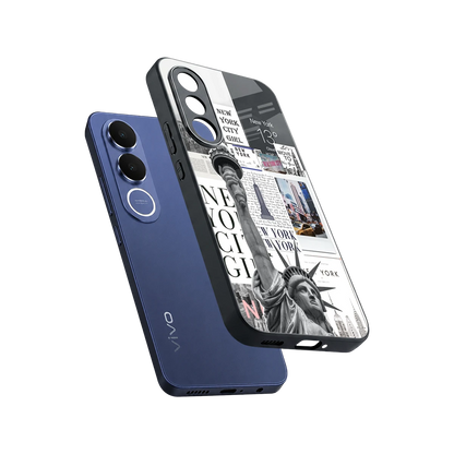 NY Dream sleek vivo v70 fe cover with tempered glass back and TPU edges