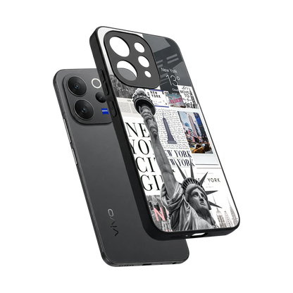 NY Dream sleek vivo v70 cover with tempered glass back and TPU edges