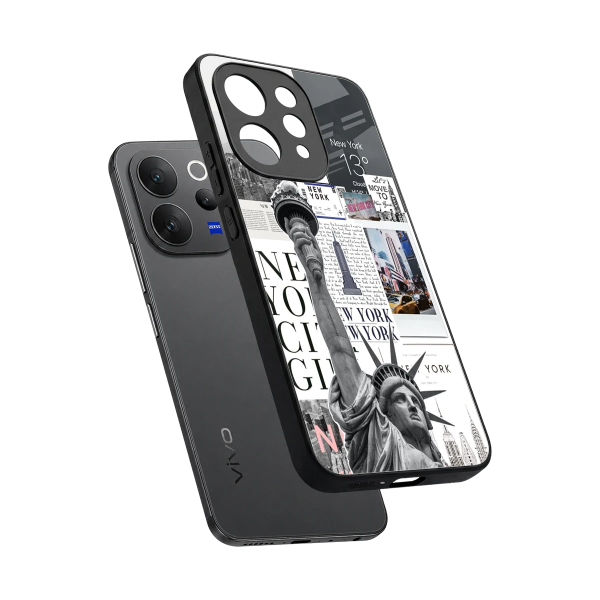 NY Dream sleek vivo v70 elite cover with tempered glass back and TPU edges