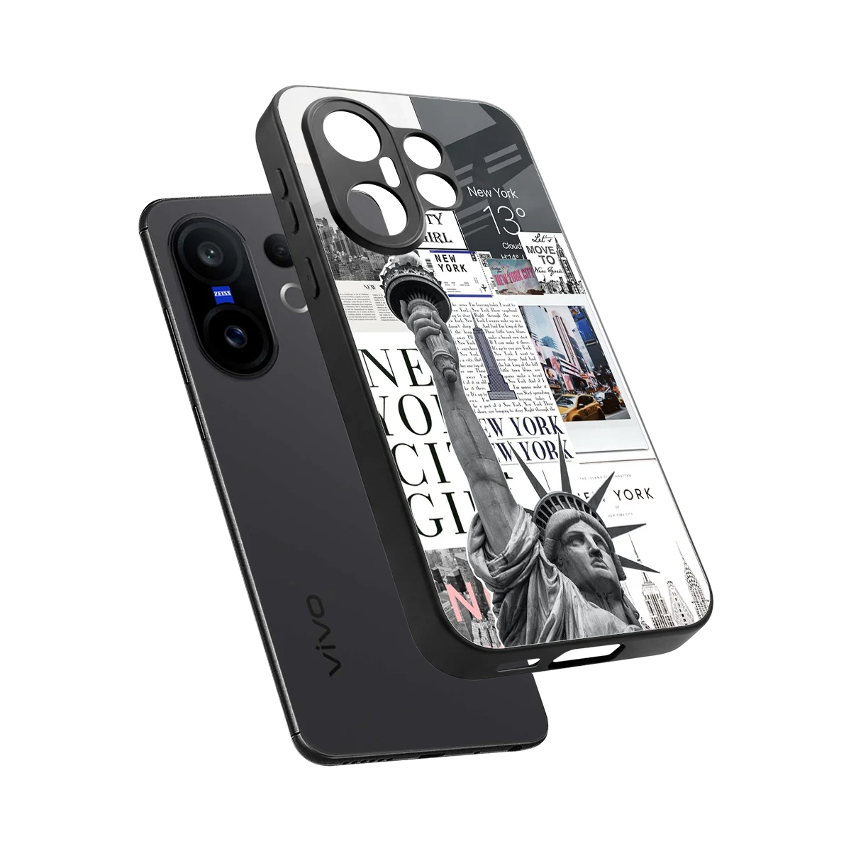 NY Dream sleek vivo x200 fe cover with tempered glass back and TPU edges