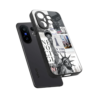 NY Dream sleek vivo x200 fe cover with tempered glass back and TPU edges