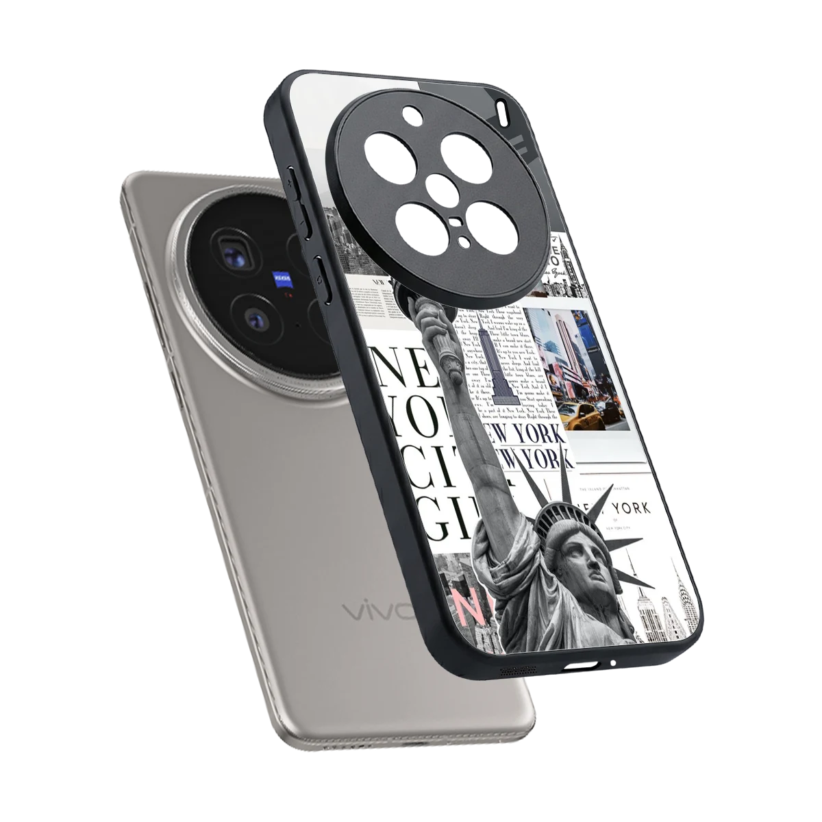 NY Dream sleek vivo x200 pro cover with tempered glass back and TPU edges