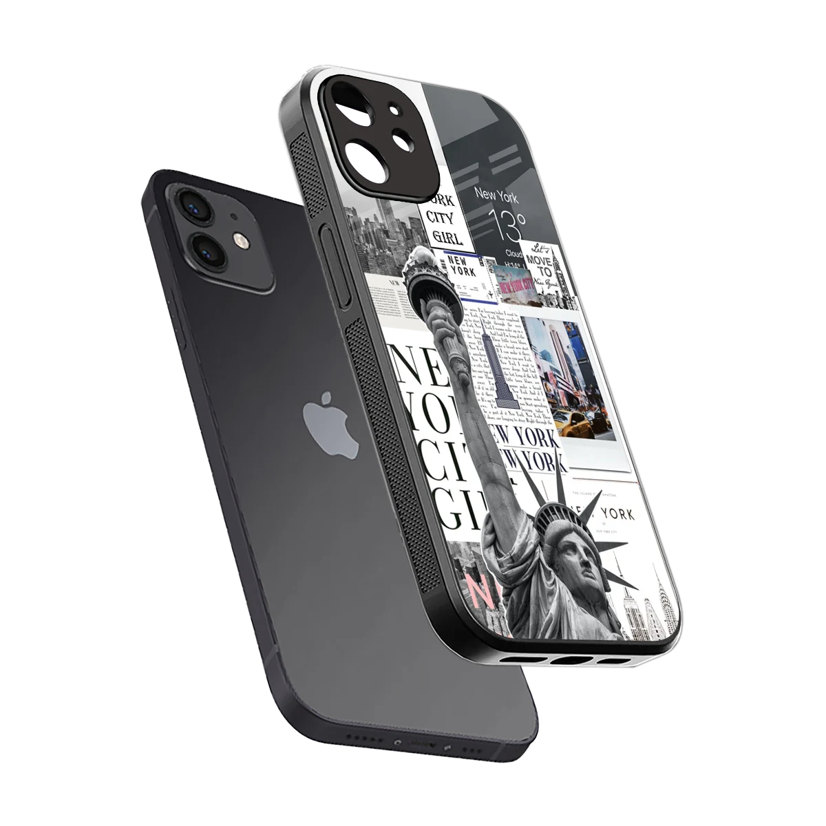 NY Dream sleek iphone 12 cover with tempered glass back and TPU edges