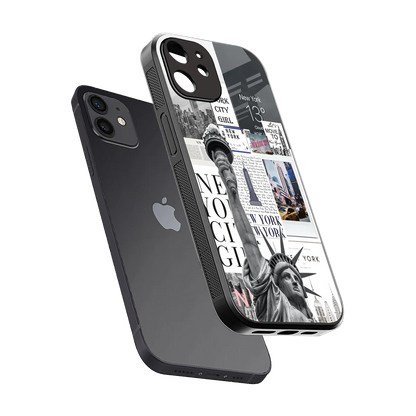 NY Dream sleek iphone 12 cover with tempered glass back and TPU edges