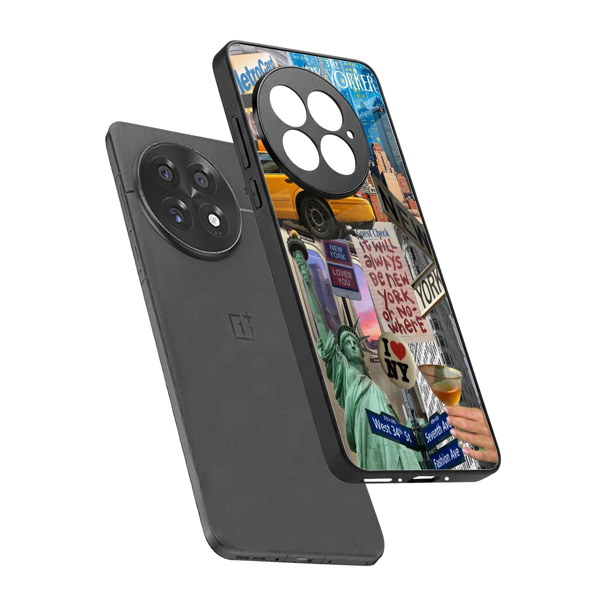 NY Forever sleek oneplus 13 cover with tempered glass back and TPU edges