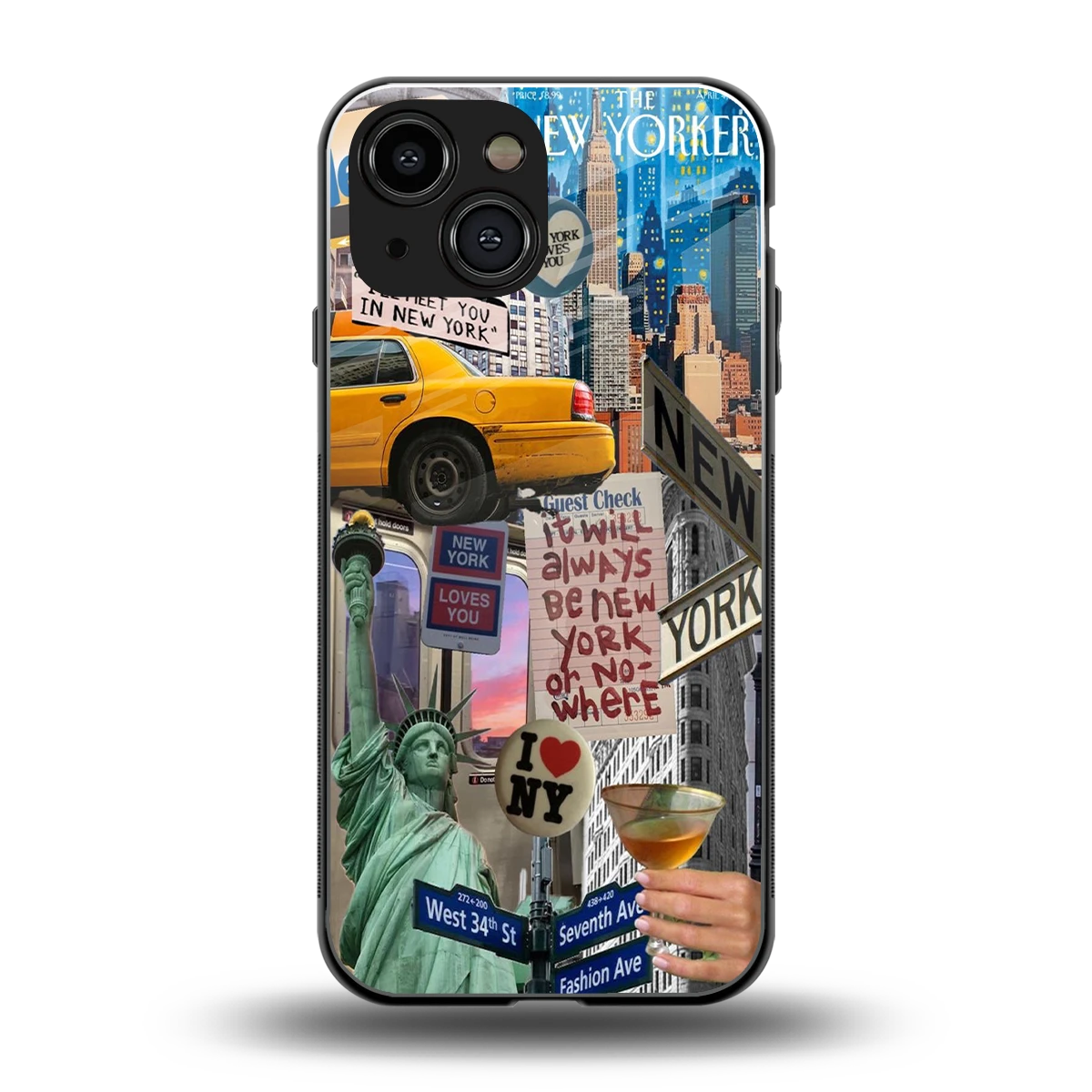 NY Forever back phone cover | glass case for iphone 13 mini