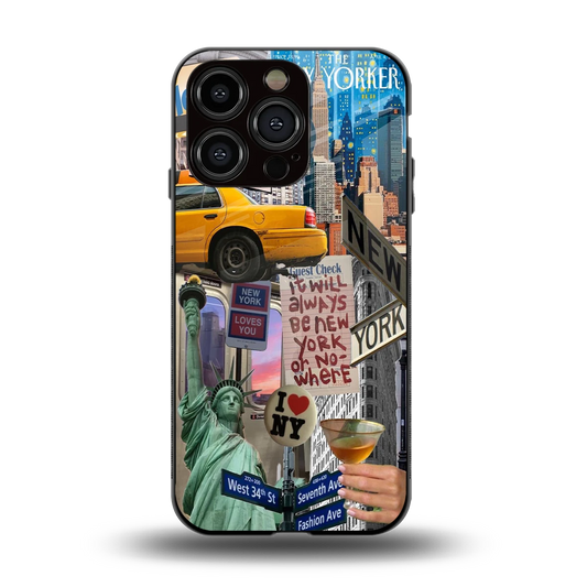 NY Forever back phone cover | glass case for iphone 13 pro