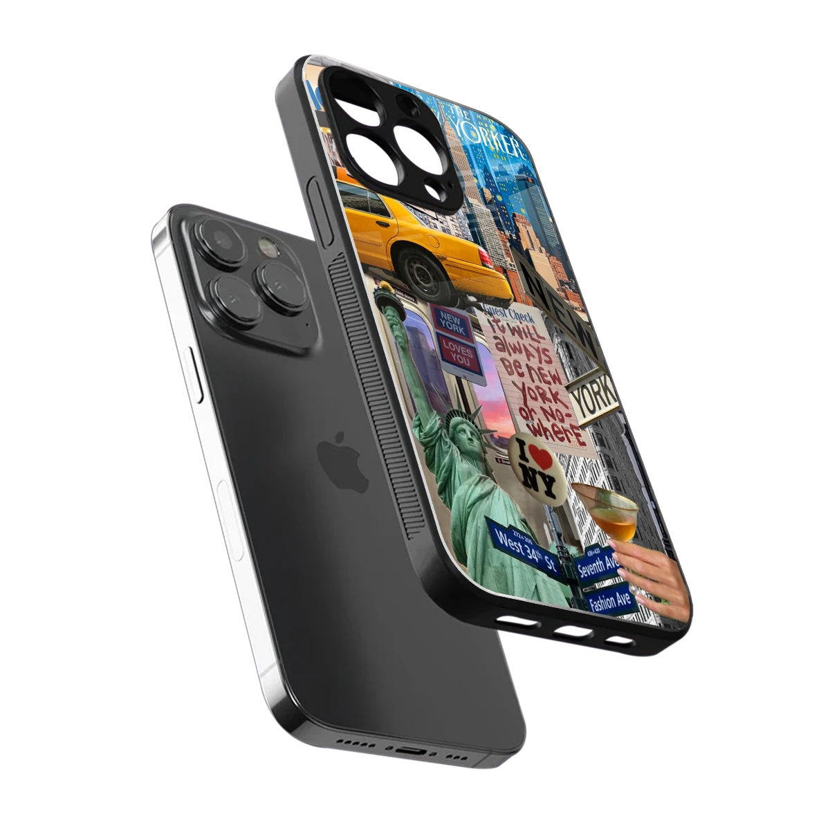 NY Forever sleek iphone 13 pro cover with tempered glass back and TPU edges