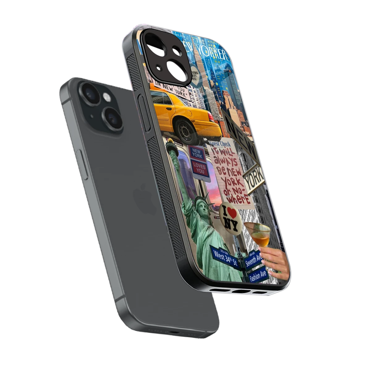 NY Forever sleek iphone 13 cover with tempered glass back and TPU edges