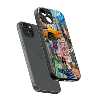 NY Forever sleek iphone 13 cover with tempered glass back and TPU edges