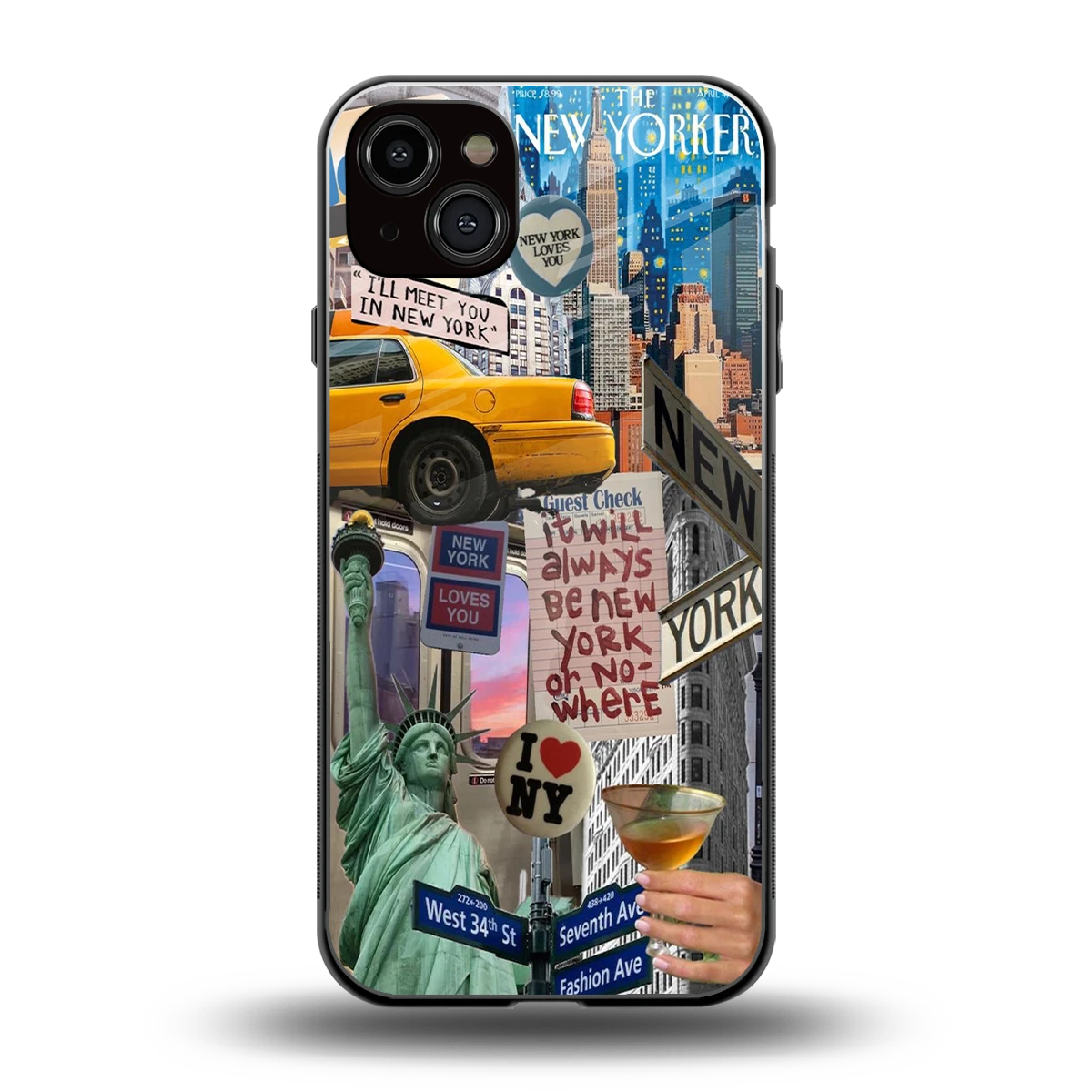 NY Forever back phone cover | glass case for iphone 15 plus