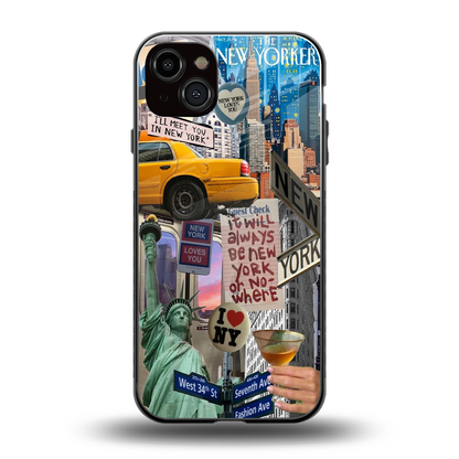 NY Forever back phone cover | glass case for iphone 14 plus