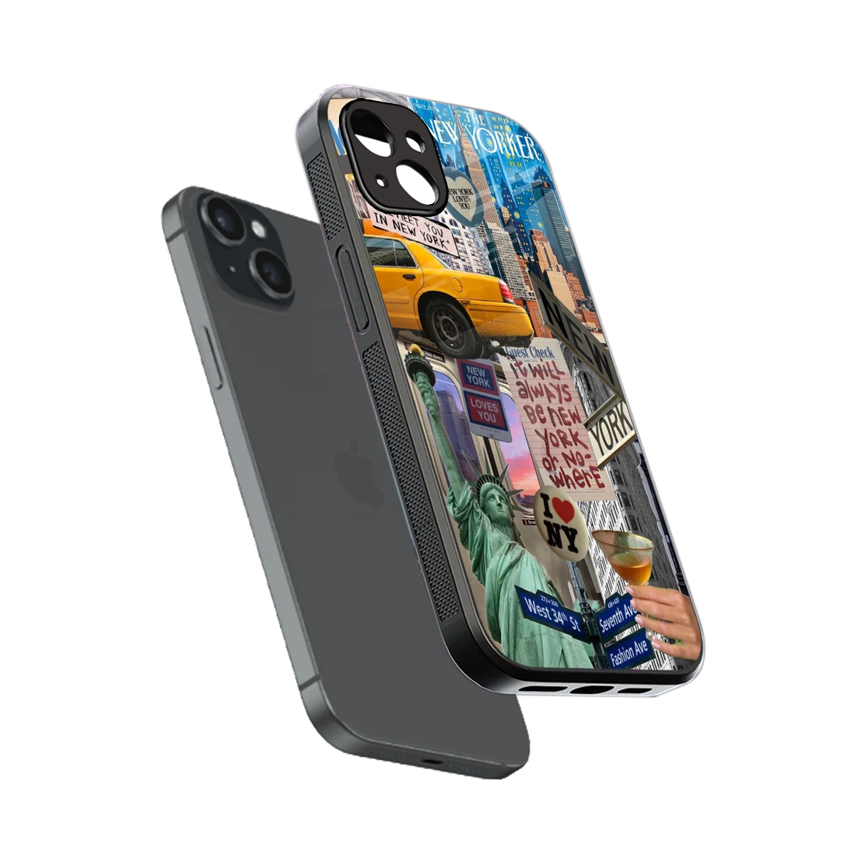 NY Forever sleek iphone 14 plus cover with tempered glass back and TPU edges