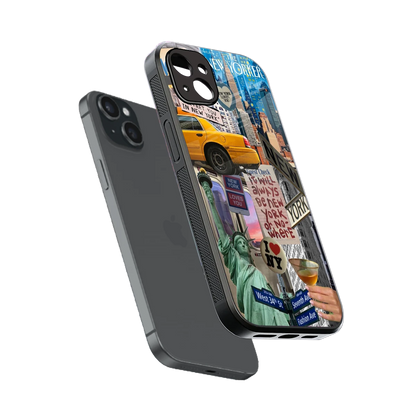 NY Forever sleek iphone 14 plus cover with tempered glass back and TPU edges