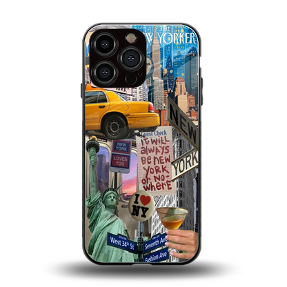 NY Forever back phone cover | glass case for iphone 15 pro max