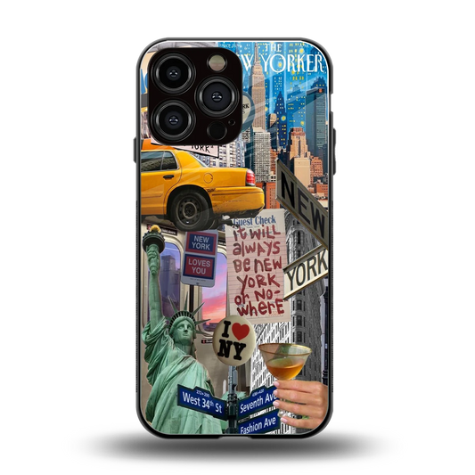 NY Forever back phone cover | glass case for iphone 15 pro max