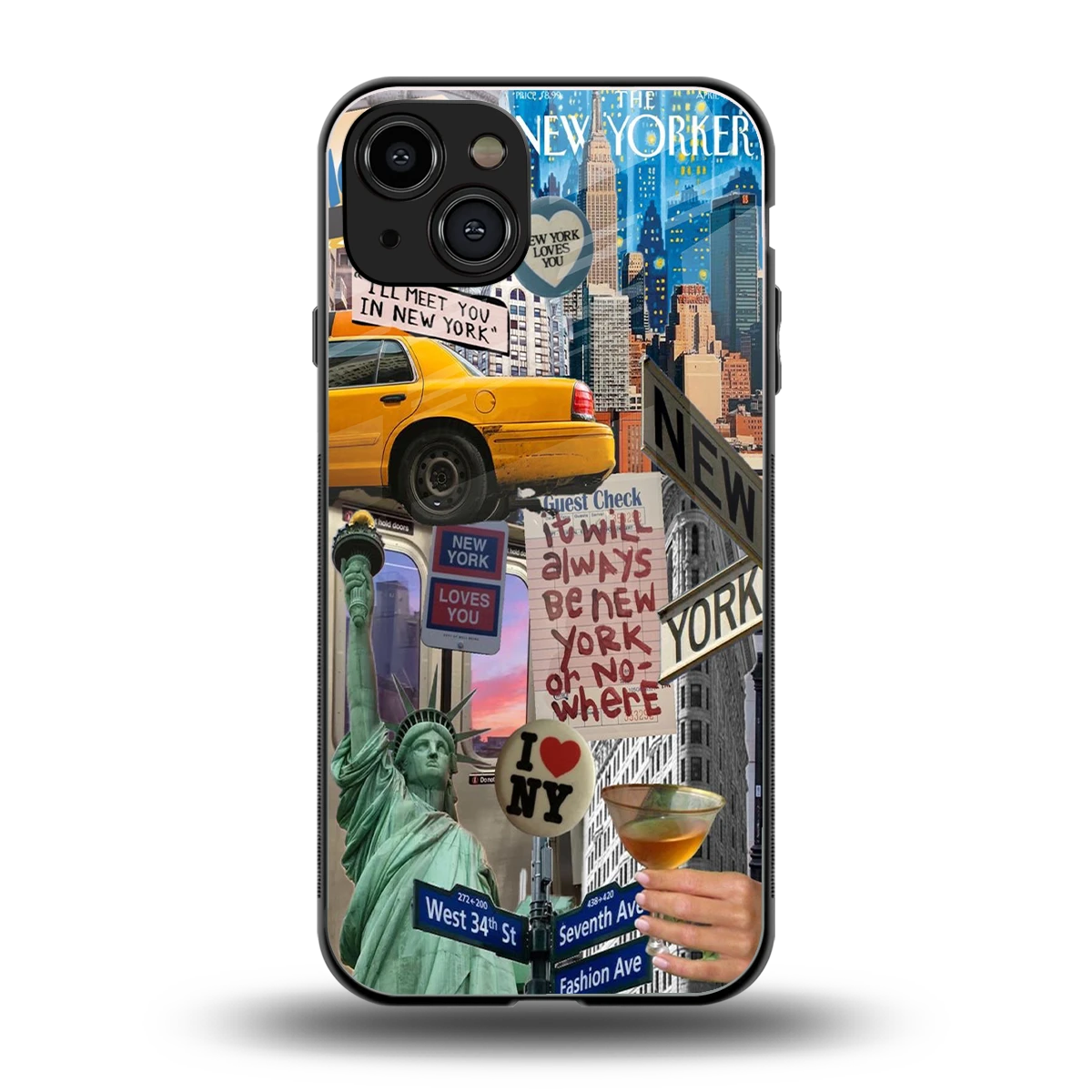 NY Forever back phone cover | glass case for iphone 15