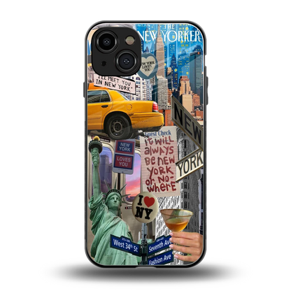 NY Forever back phone cover | glass case for iphone 15