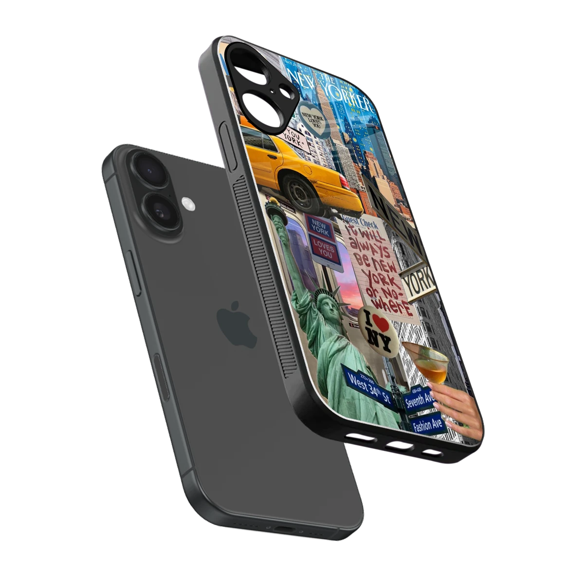 NY Forever sleek iphone 16 plus cover with tempered glass back and TPU edges