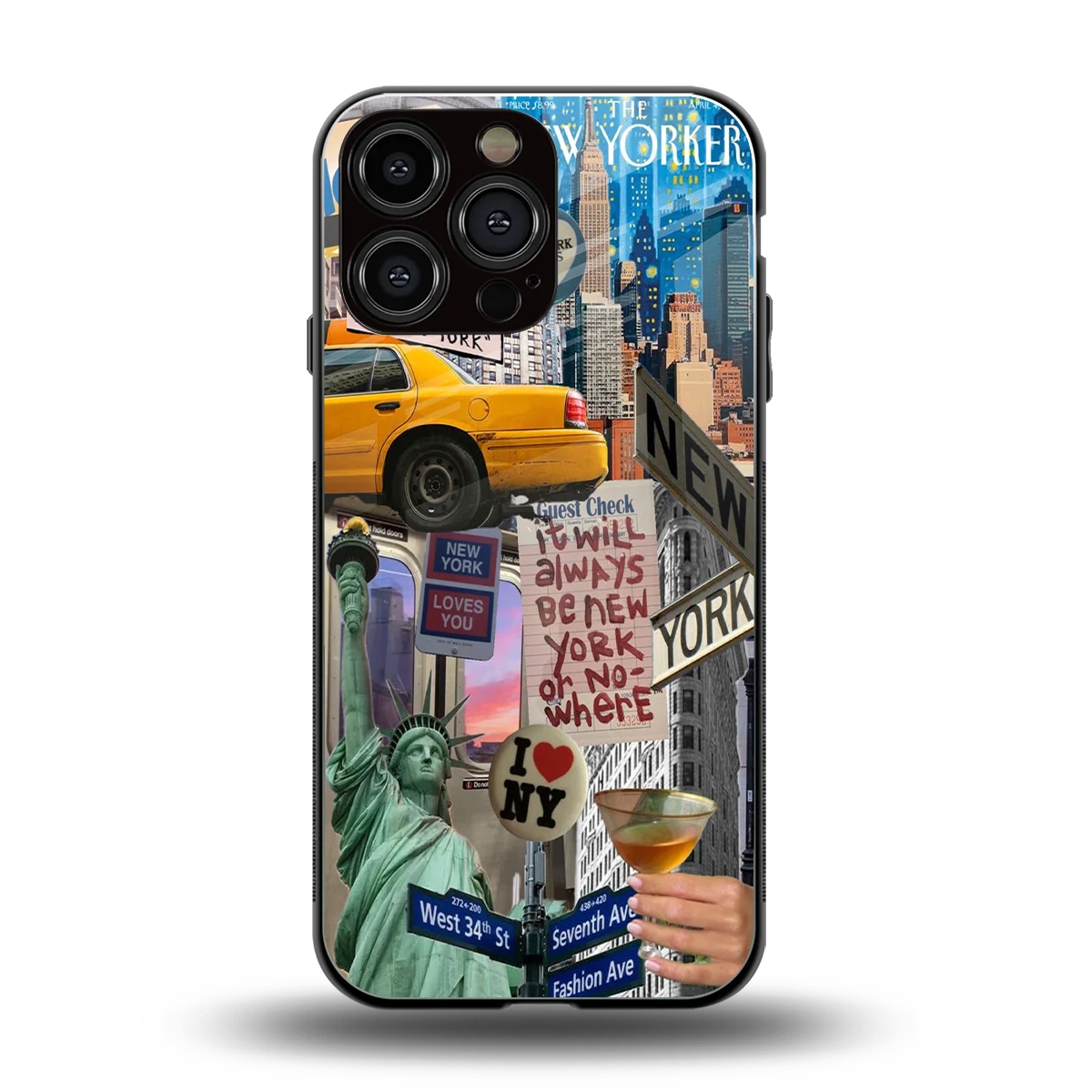 NY Forever back phone cover | glass case for iphone 16 pro max