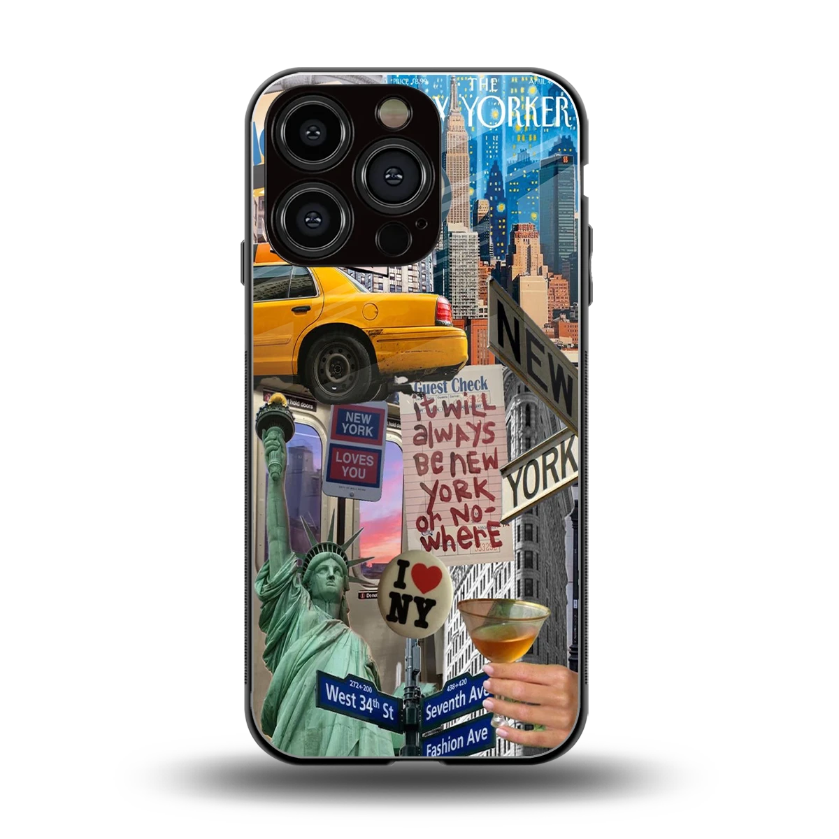 NY Forever back phone cover | glass case for iphone 16 pro